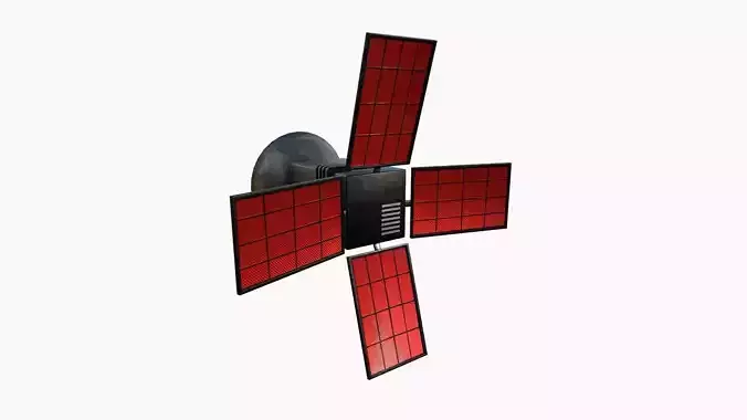 Satellite G04 Steel Red - SciFi Space Design Low-poly 3D model