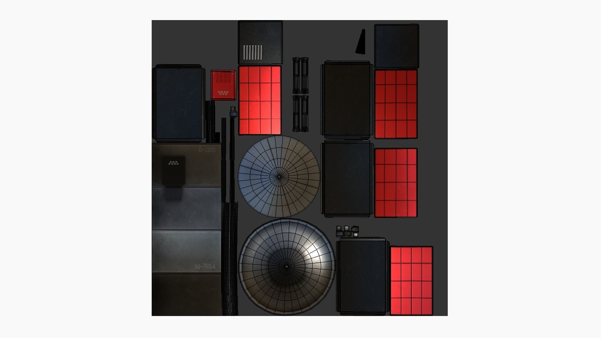 Satellite G04 Steel Red - SciFi Space Design Low-poly 3D model_5