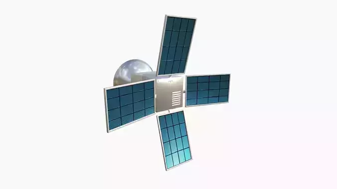Satellite G03 White Blue - SciFi Space Design Low-poly 3D model