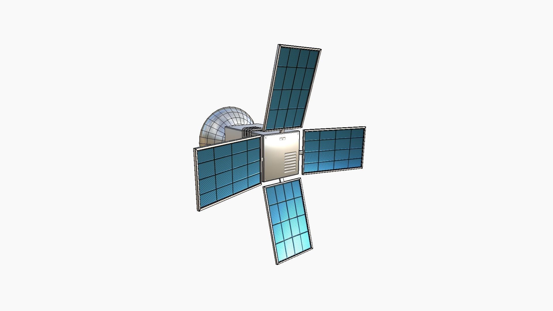 Satellite G03 White Blue - SciFi Space Design Low-poly 3D model_6