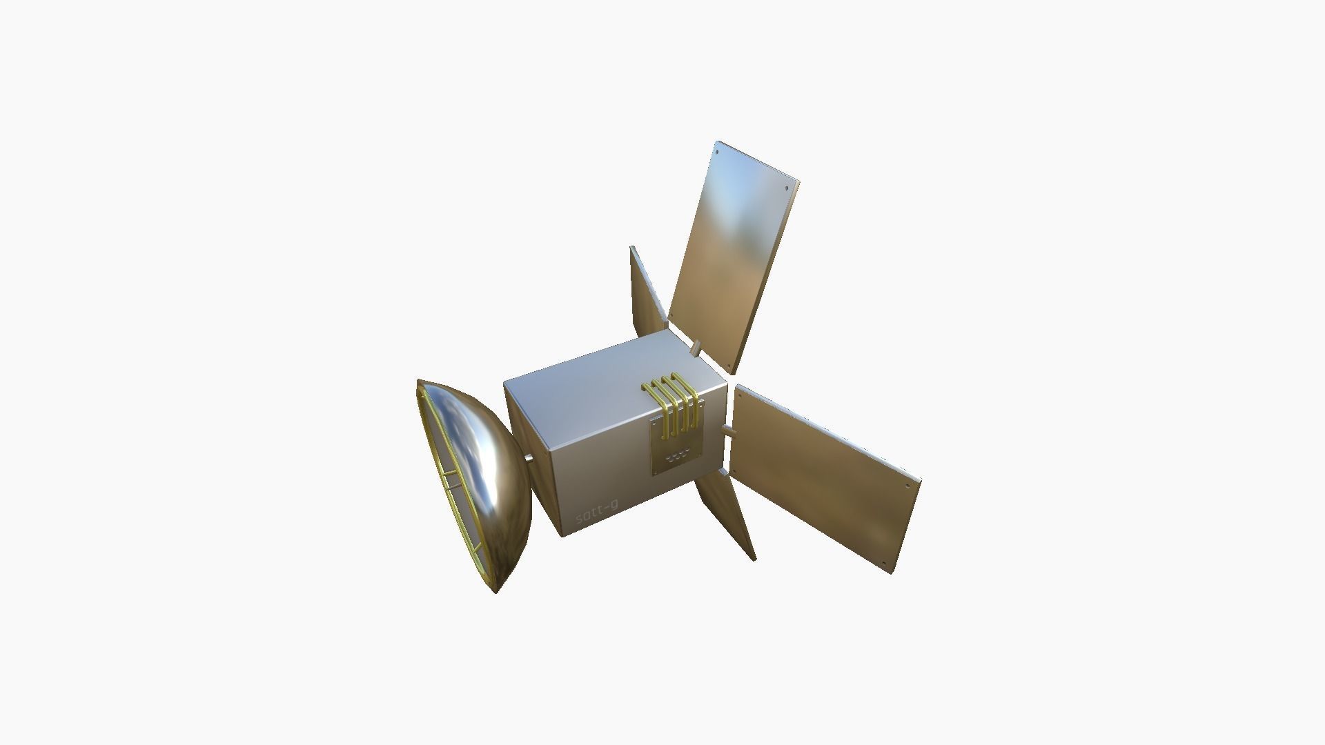 Satellite G02 White Gold - SciFi Space Design Low-poly 3D model_3