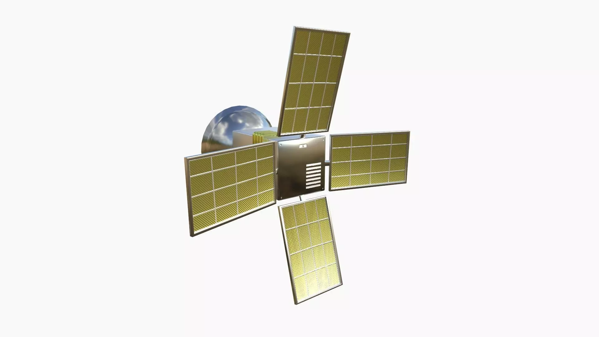 Satellite G02 White Gold - SciFi Space Design Low-poly 3D model_0
