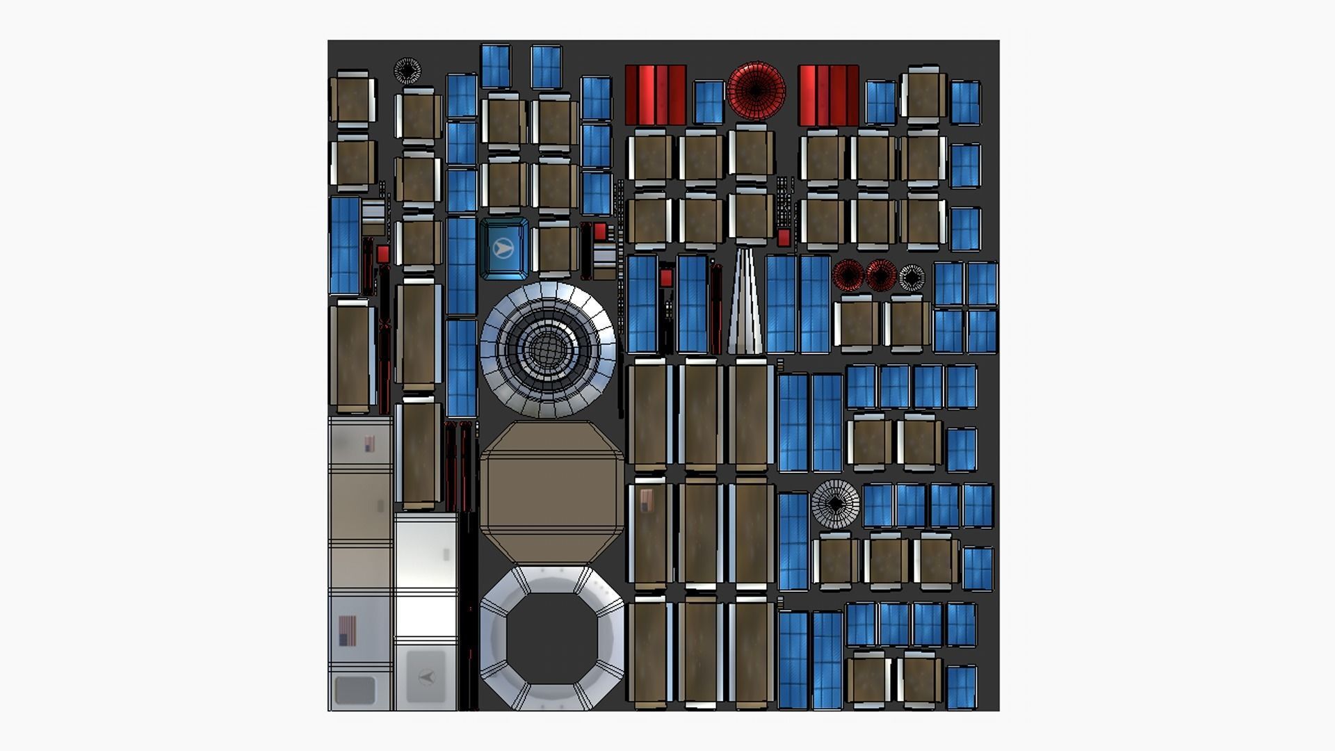 Satellite H09 USA - SciFi Space Design Low-poly 3D model_5