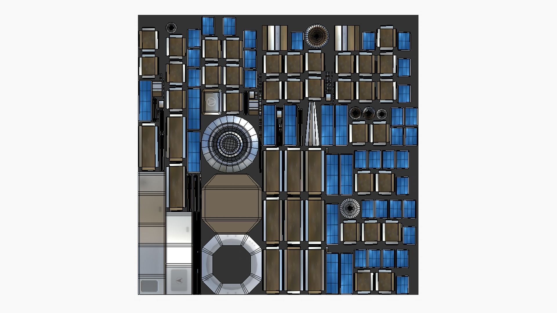 Satellite H08 Aluminum - SciFi Space Design Low-poly 3D model_5