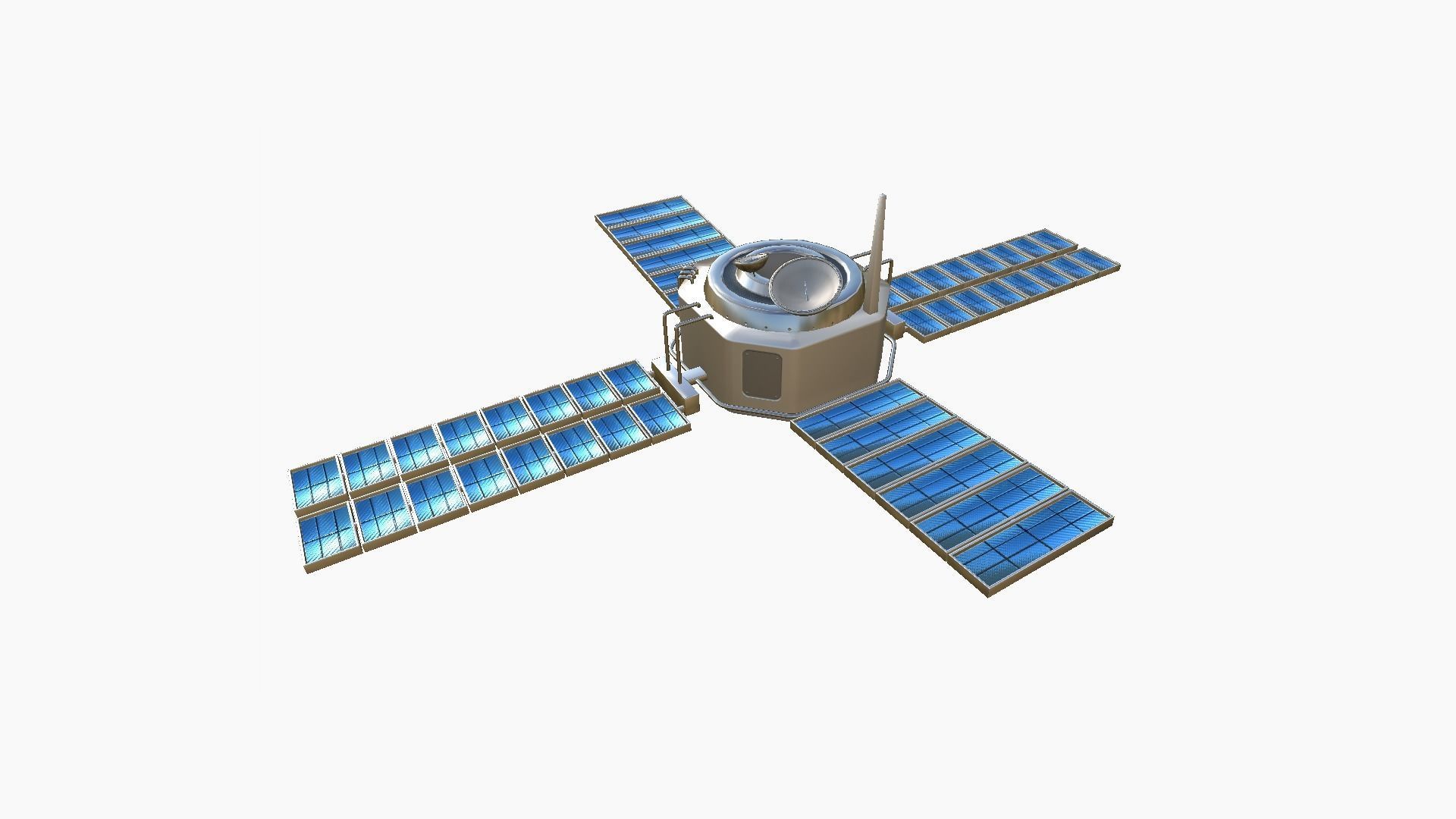 Satellite H08 Aluminum - SciFi Space Design Low-poly 3D model_2