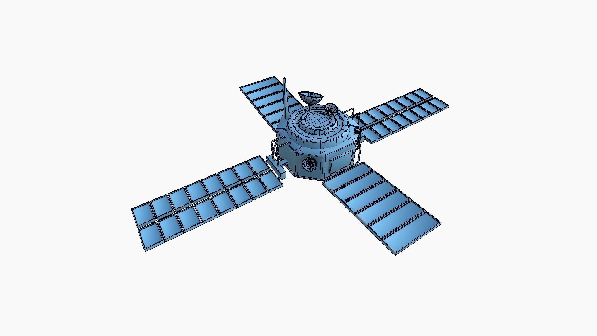 Satellite H07 Dirty Blue - SciFi Space Design Low-poly 3D model_14