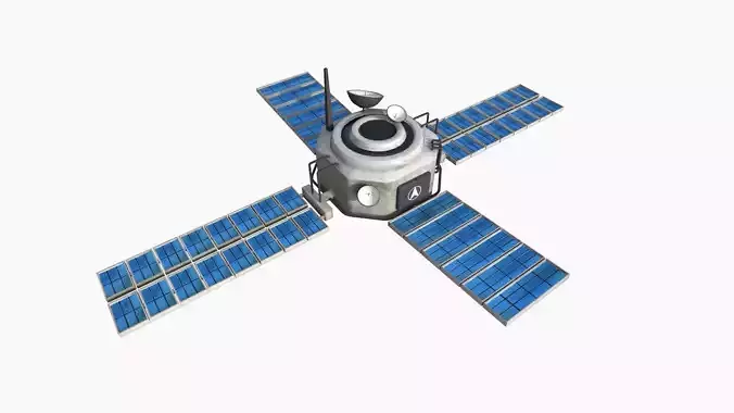 Satellite H07 Dirty Blue - SciFi Space Design Low-poly 3D model