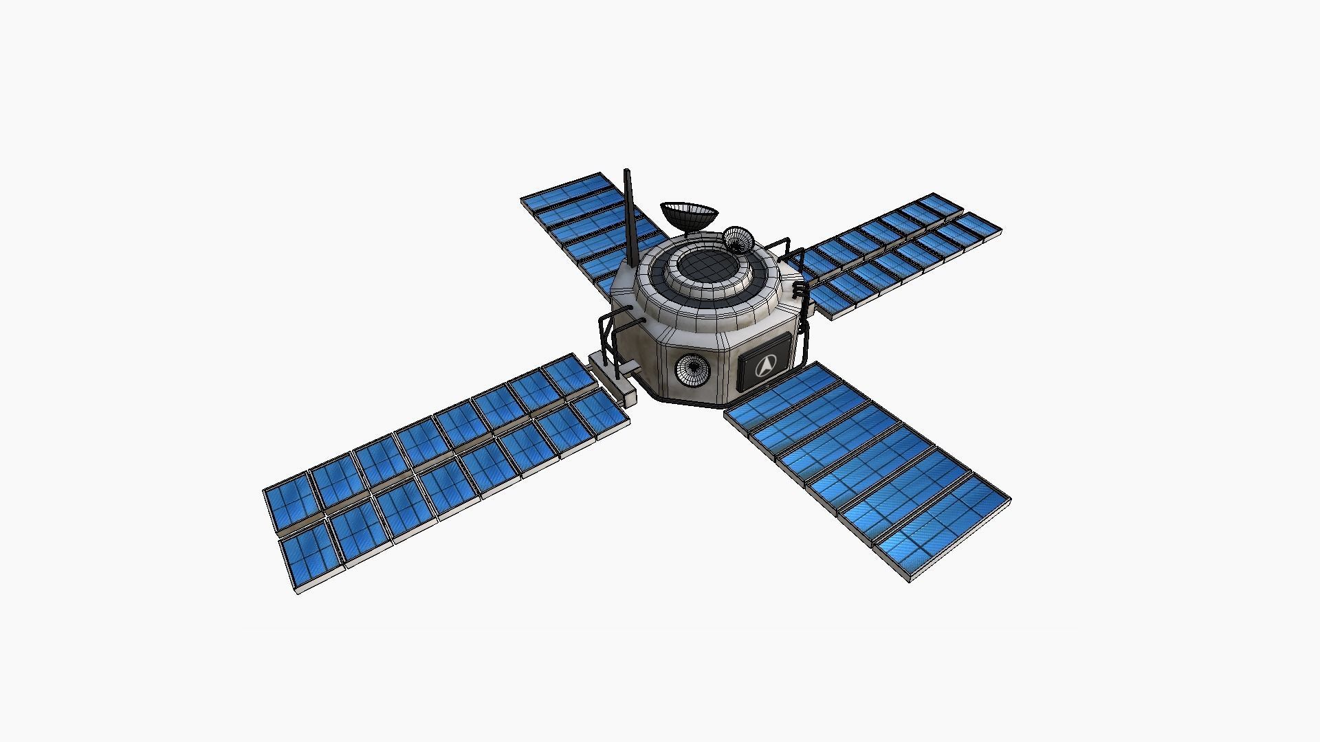 Satellite H07 Dirty Blue - SciFi Space Design Low-poly 3D model_6