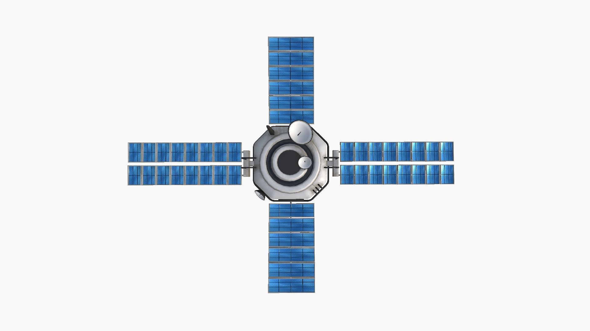 Satellite H07 Dirty Blue - SciFi Space Design Low-poly 3D model_1