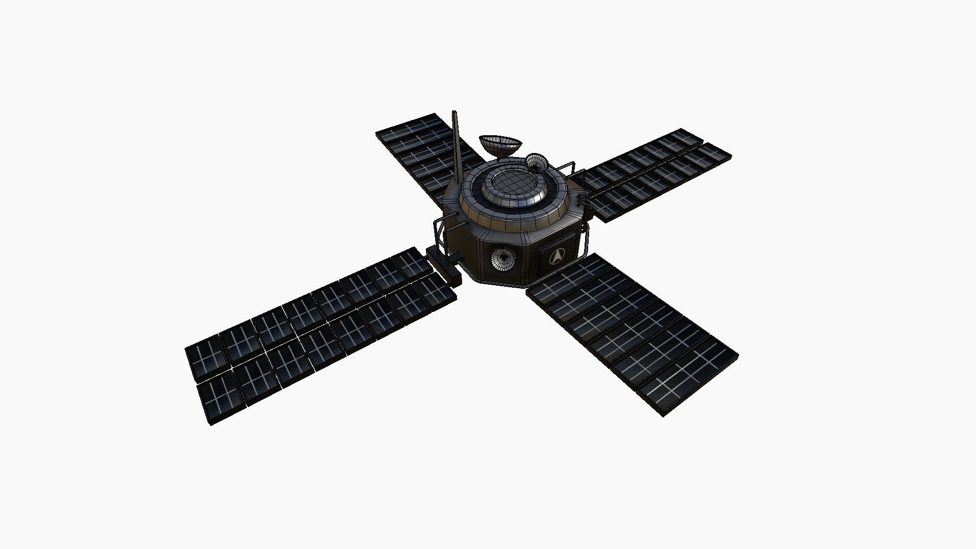 Satellite H06 Steel Black - SciFi Space Design Low-poly 3D model_6