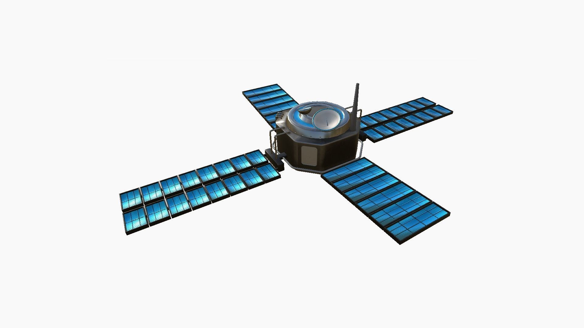 Satellite H05 Steel Blue - SciFi Space Design Low-poly 3D model_2
