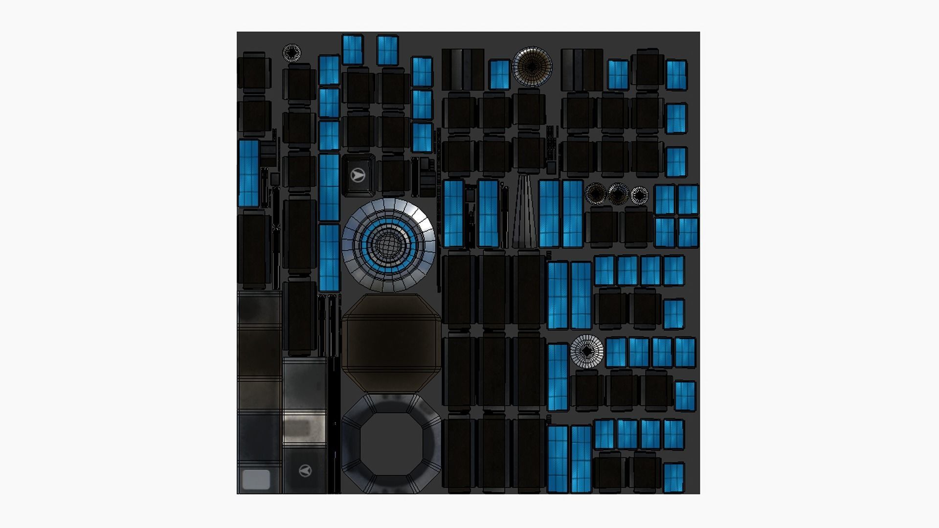 Satellite H05 Steel Blue - SciFi Space Design Low-poly 3D model_5