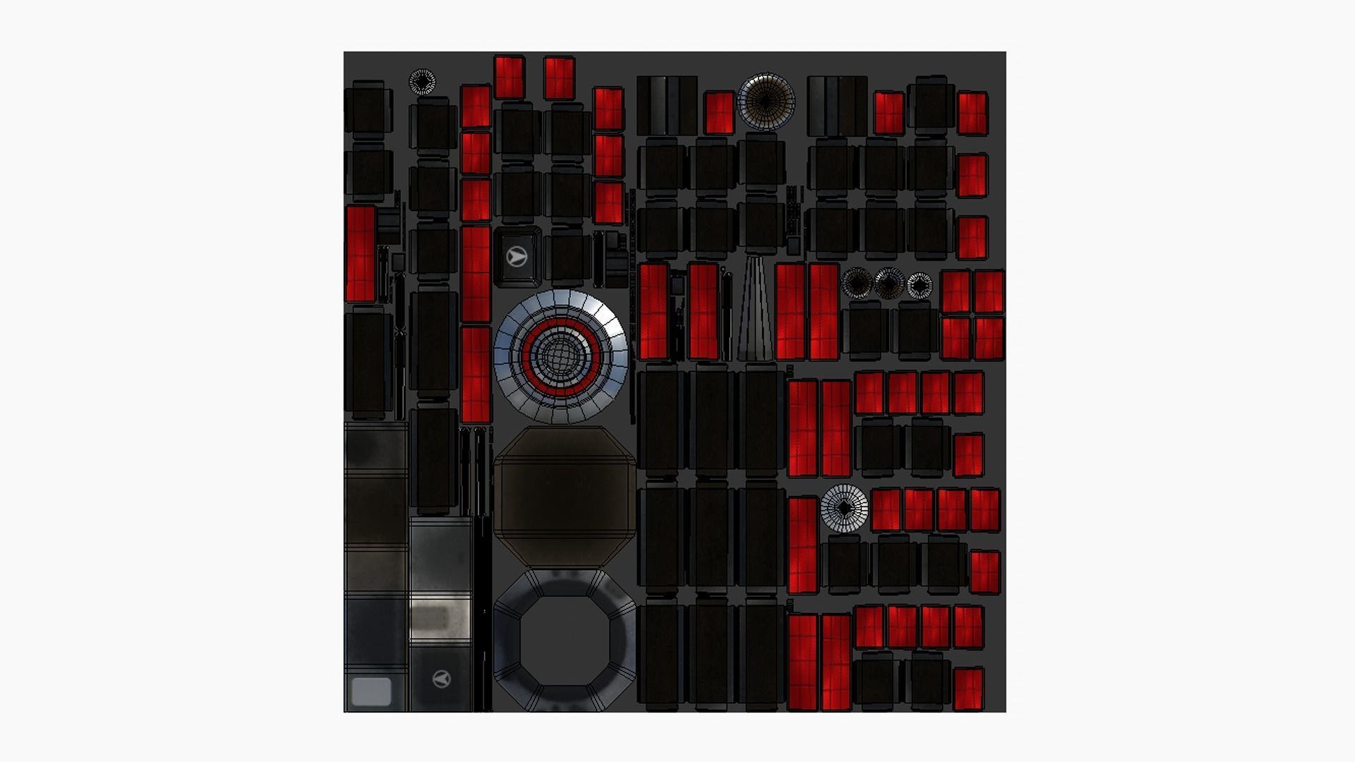 Satellite H04 Steel Red - SciFi Space Design Low-poly 3D model_5