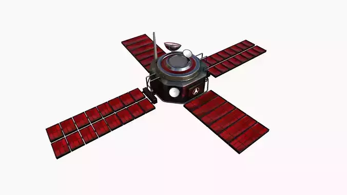 Satellite H04 Steel Red - SciFi Space Design Low-poly 3D model