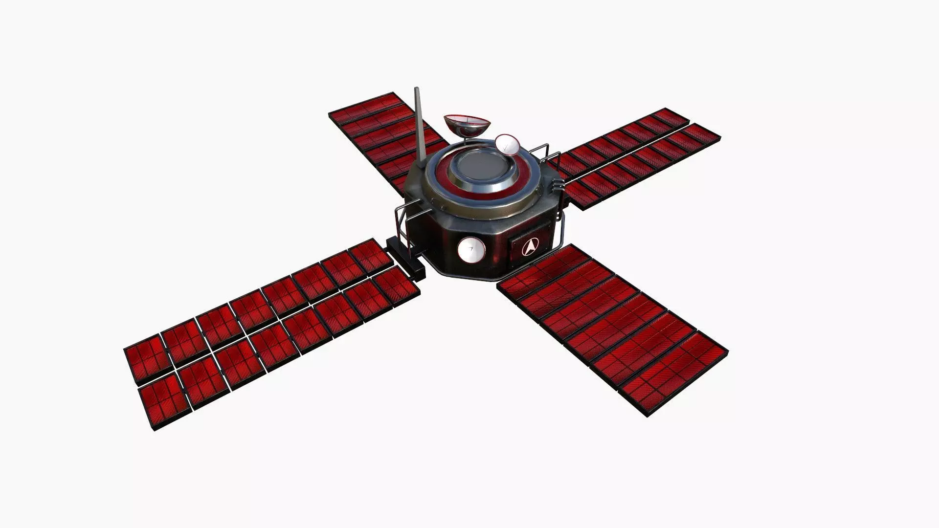 Satellite H04 Steel Red - SciFi Space Design Low-poly 3D model_0