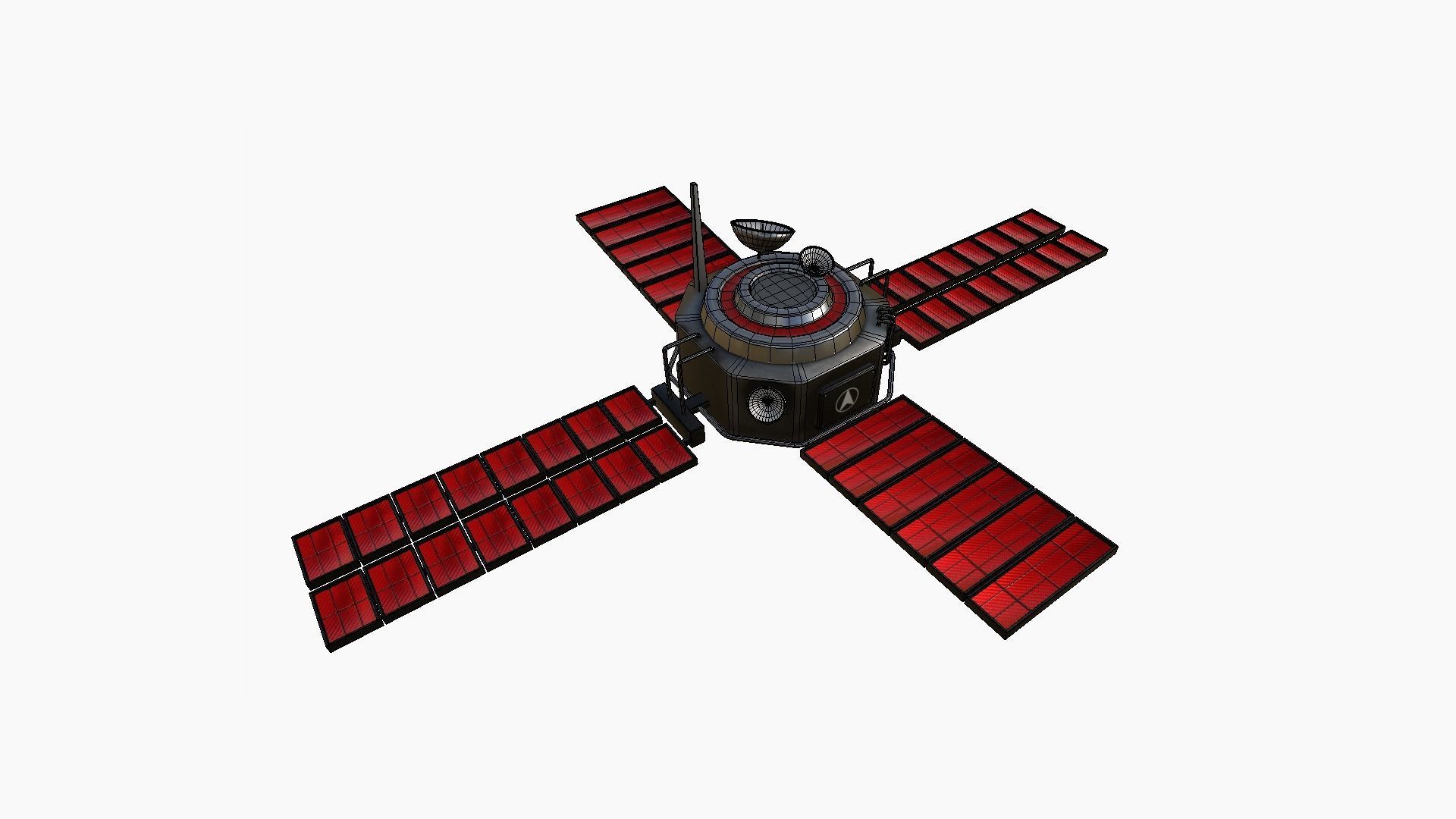Satellite H04 Steel Red - SciFi Space Design Low-poly 3D model_6