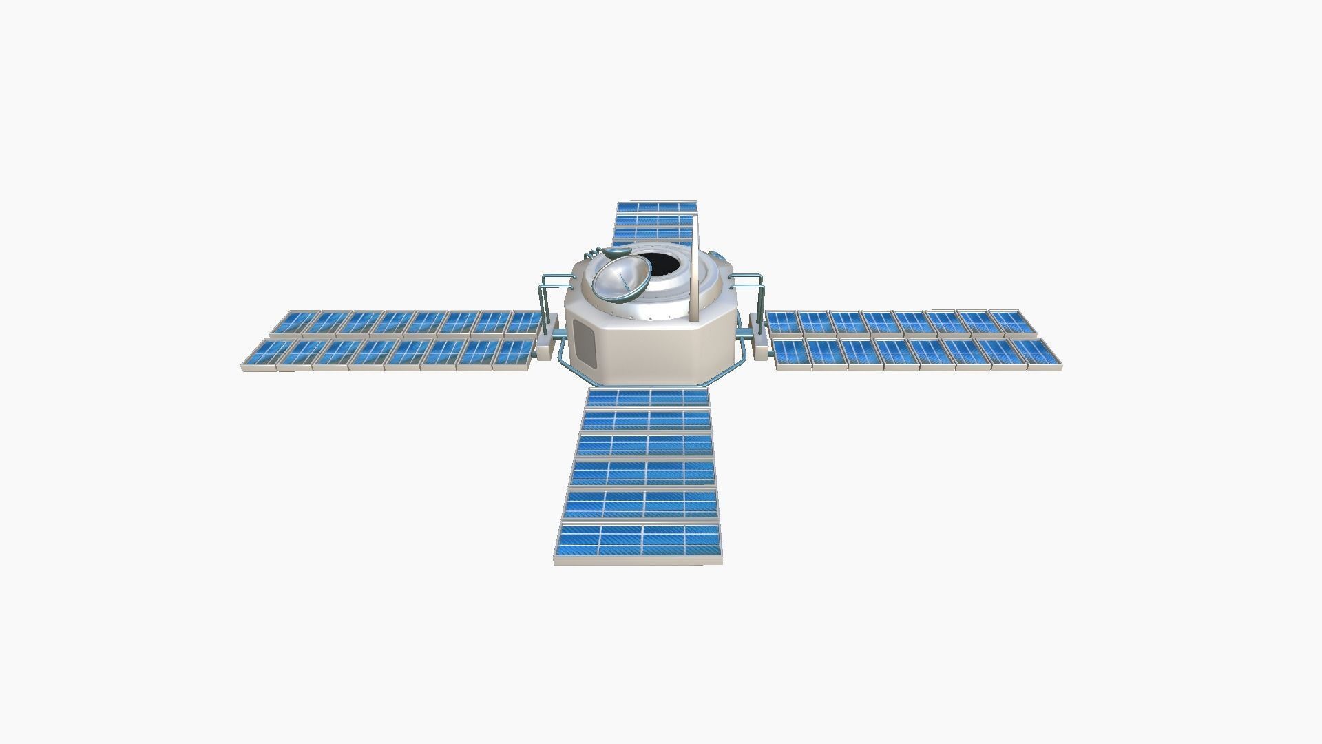 Satellite H03 White Blue - SciFi Space Design Low-poly 3D model_4