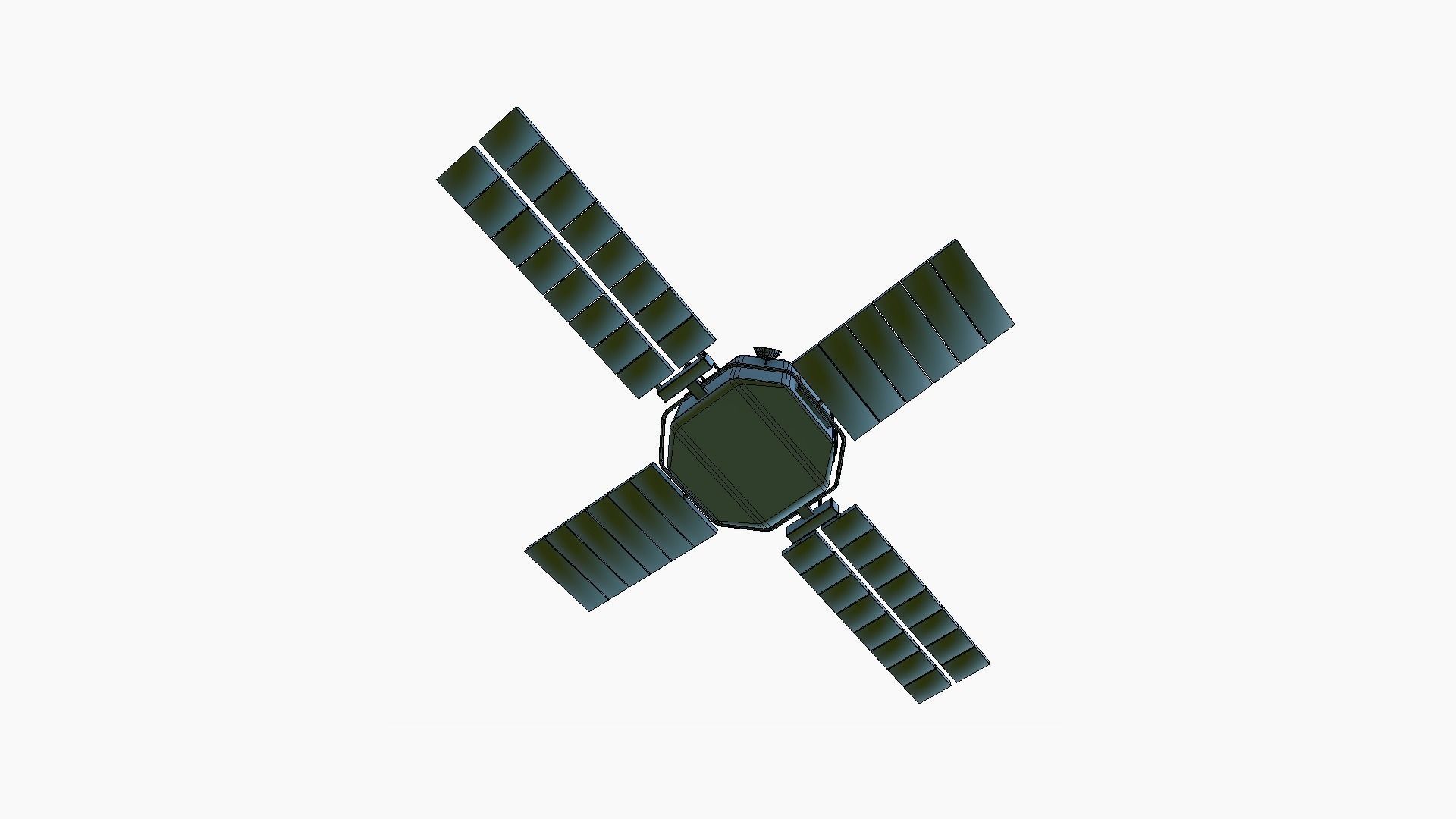 Satellite H03 White Blue - SciFi Space Design Low-poly 3D model_17