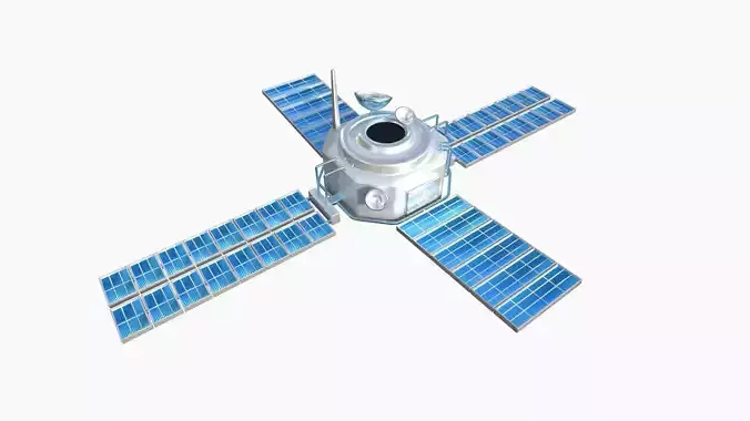 Satellite H03 White Blue - SciFi Space Design Low-poly 3D model