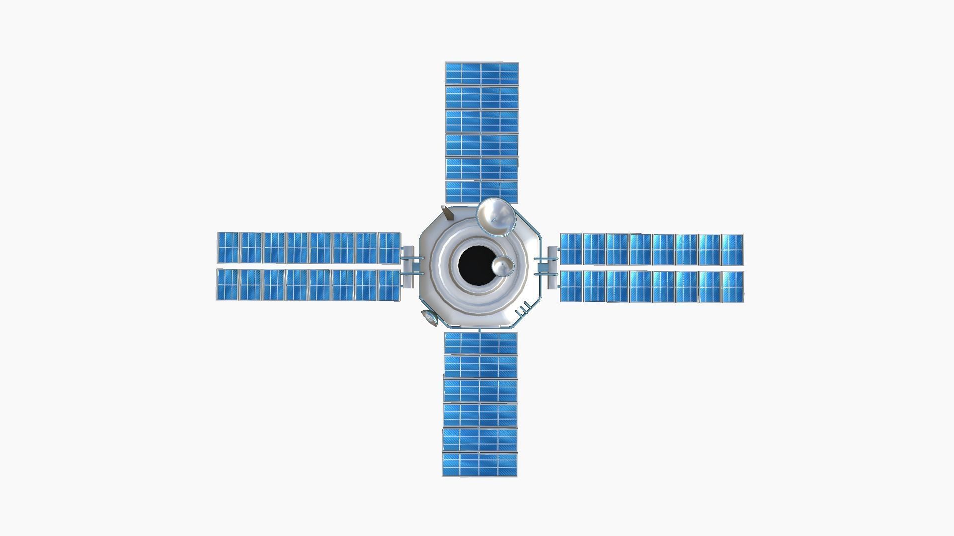 Satellite H03 White Blue - SciFi Space Design Low-poly 3D model_1