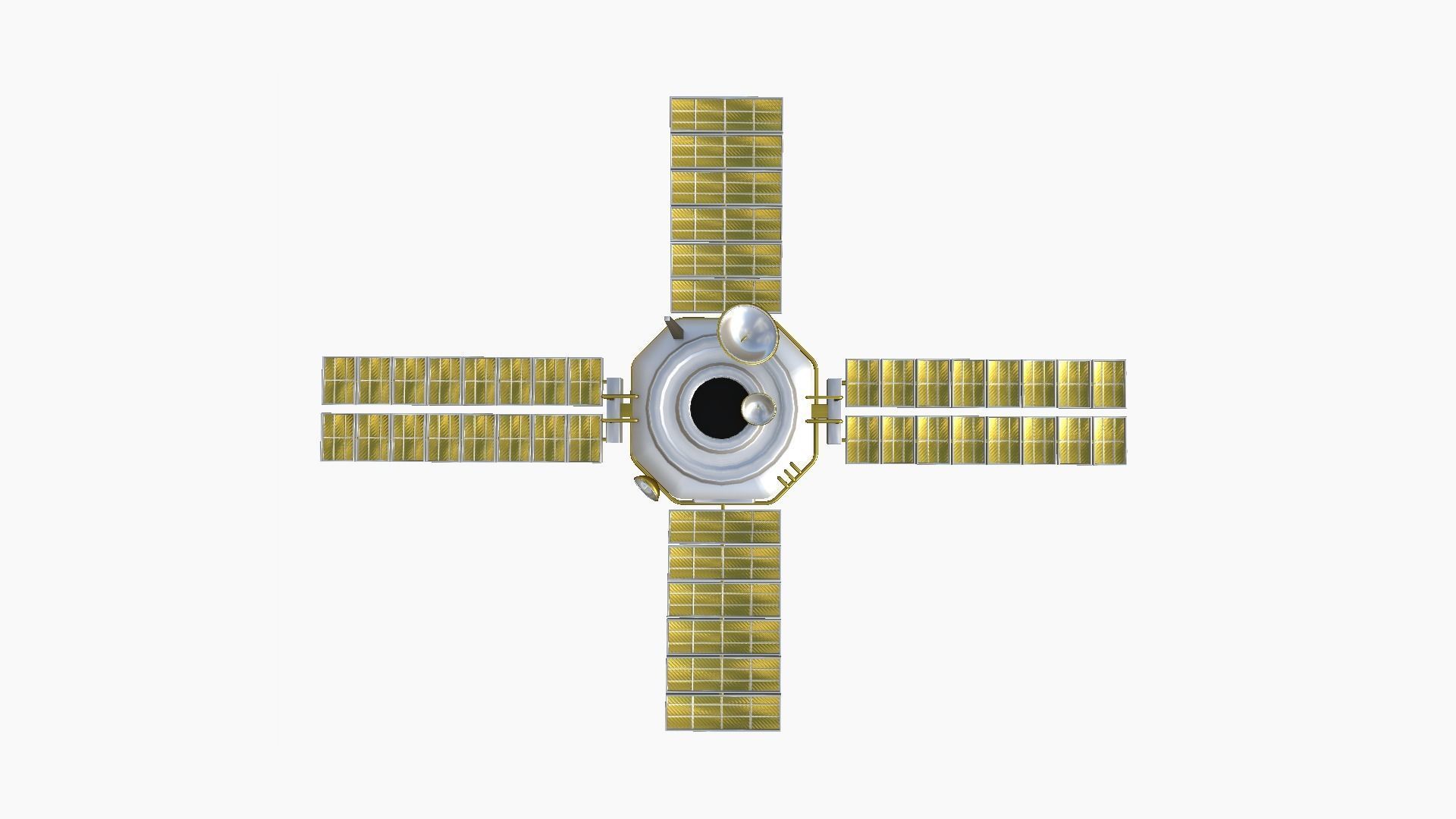 Satellite H02 White Gold - SciFi Space Design Low-poly 3D model_1