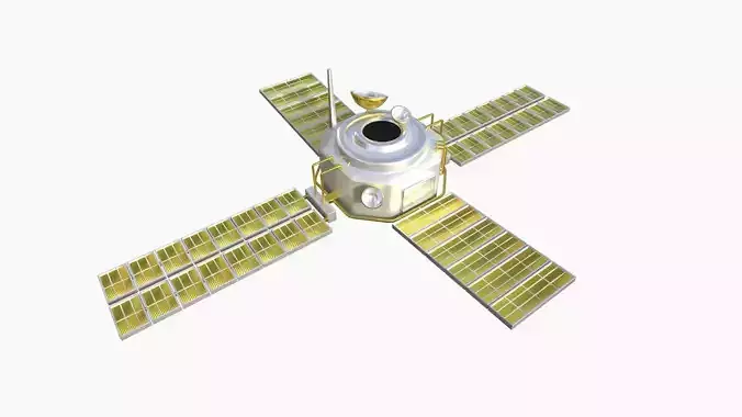 Satellite H02 White Gold - SciFi Space Design Low-poly 3D model
