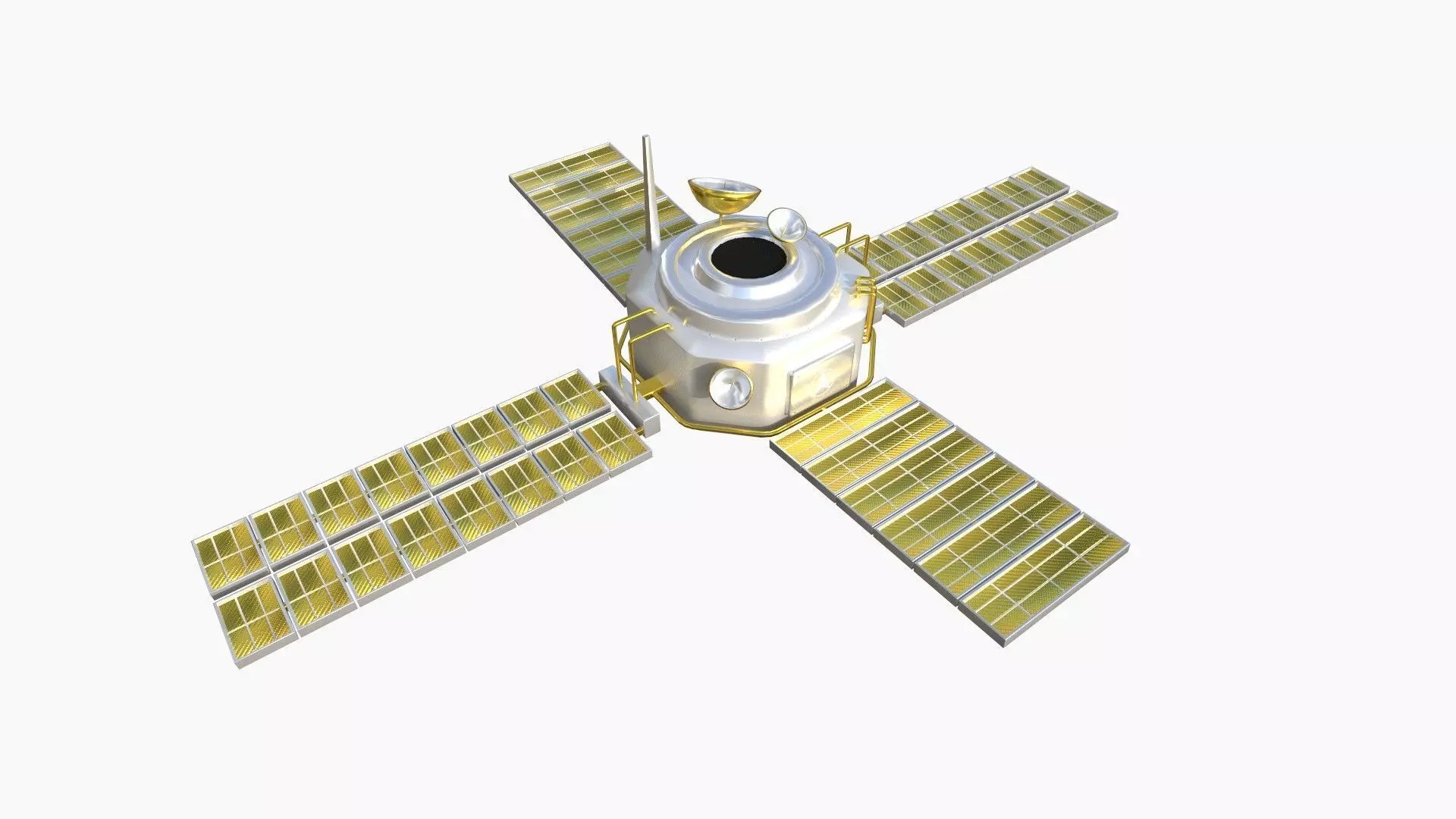 Satellite H02 White Gold - SciFi Space Design Low-poly 3D model_0