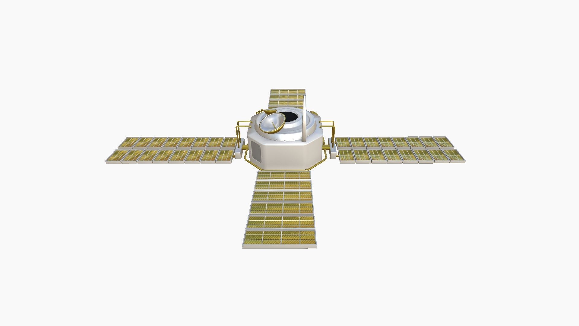 Satellite H02 White Gold - SciFi Space Design Low-poly 3D model_4