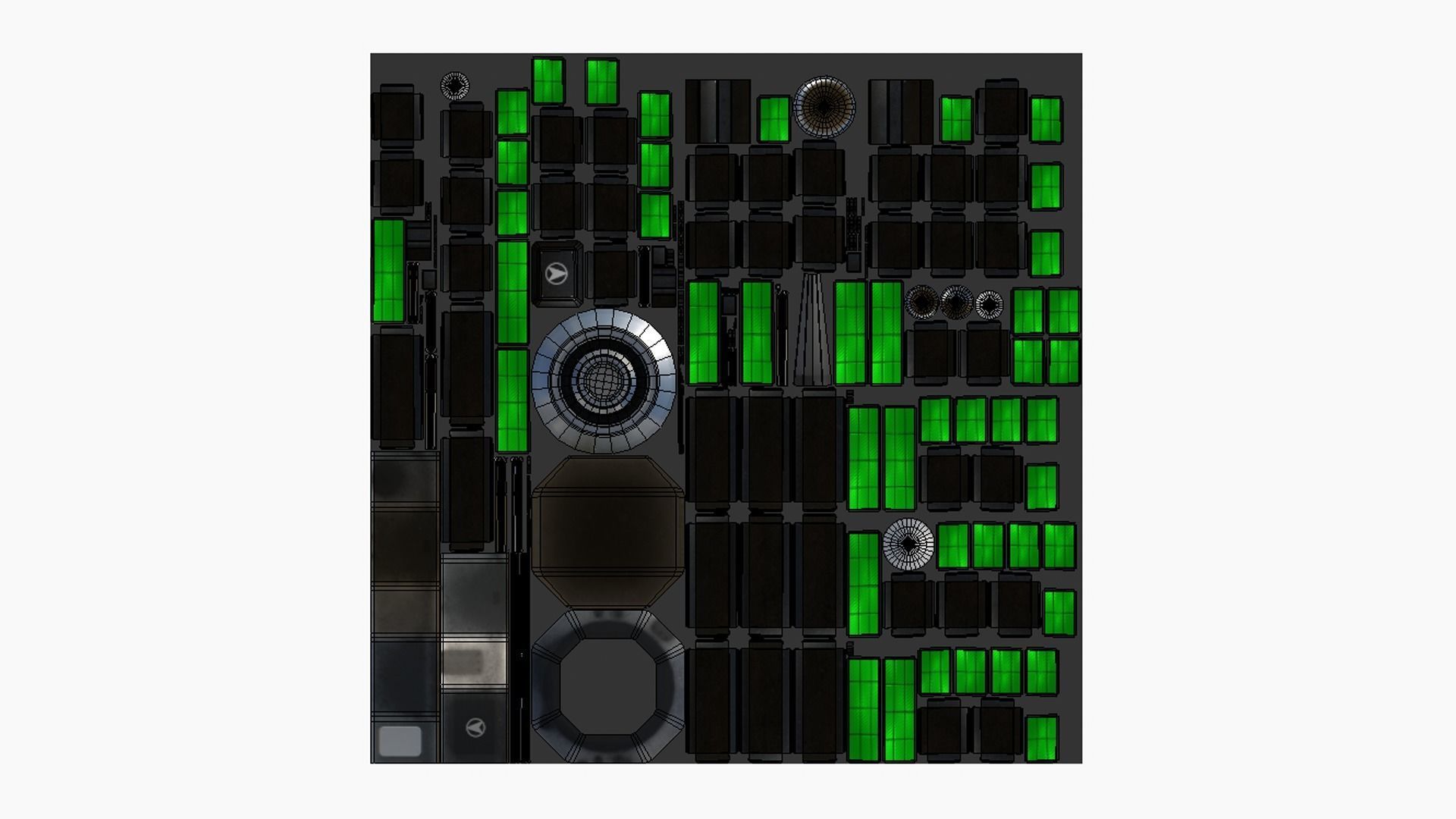 Satellite H01 Steel Green - SciFi Space Design Low-poly 3D model_5