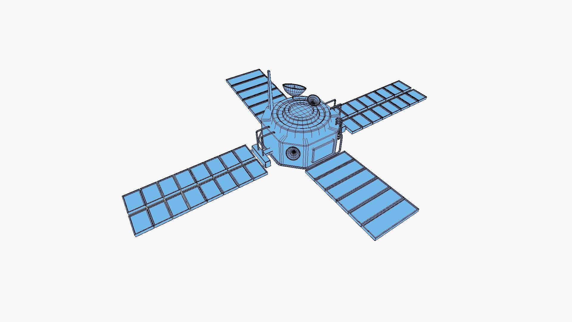 Satellite H01 Steel Green - SciFi Space Design Low-poly 3D model_15