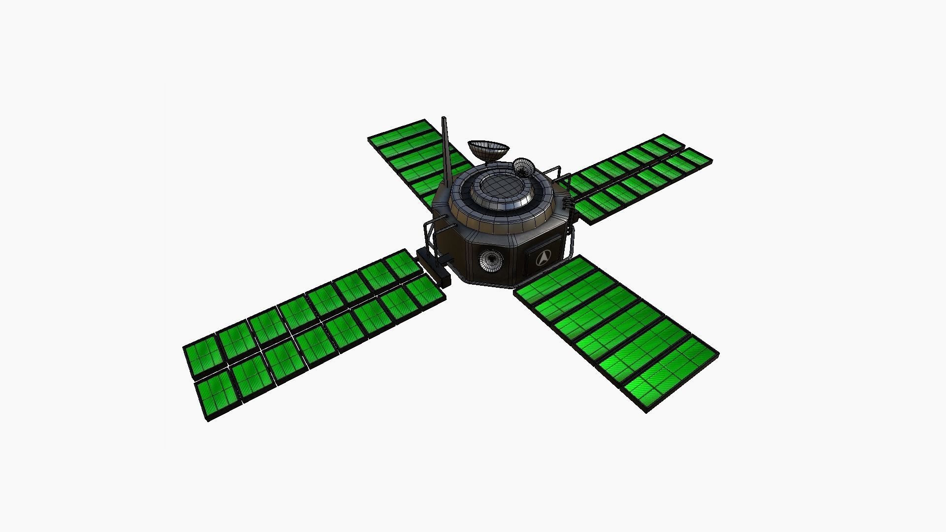 Satellite H01 Steel Green - SciFi Space Design Low-poly 3D model_6