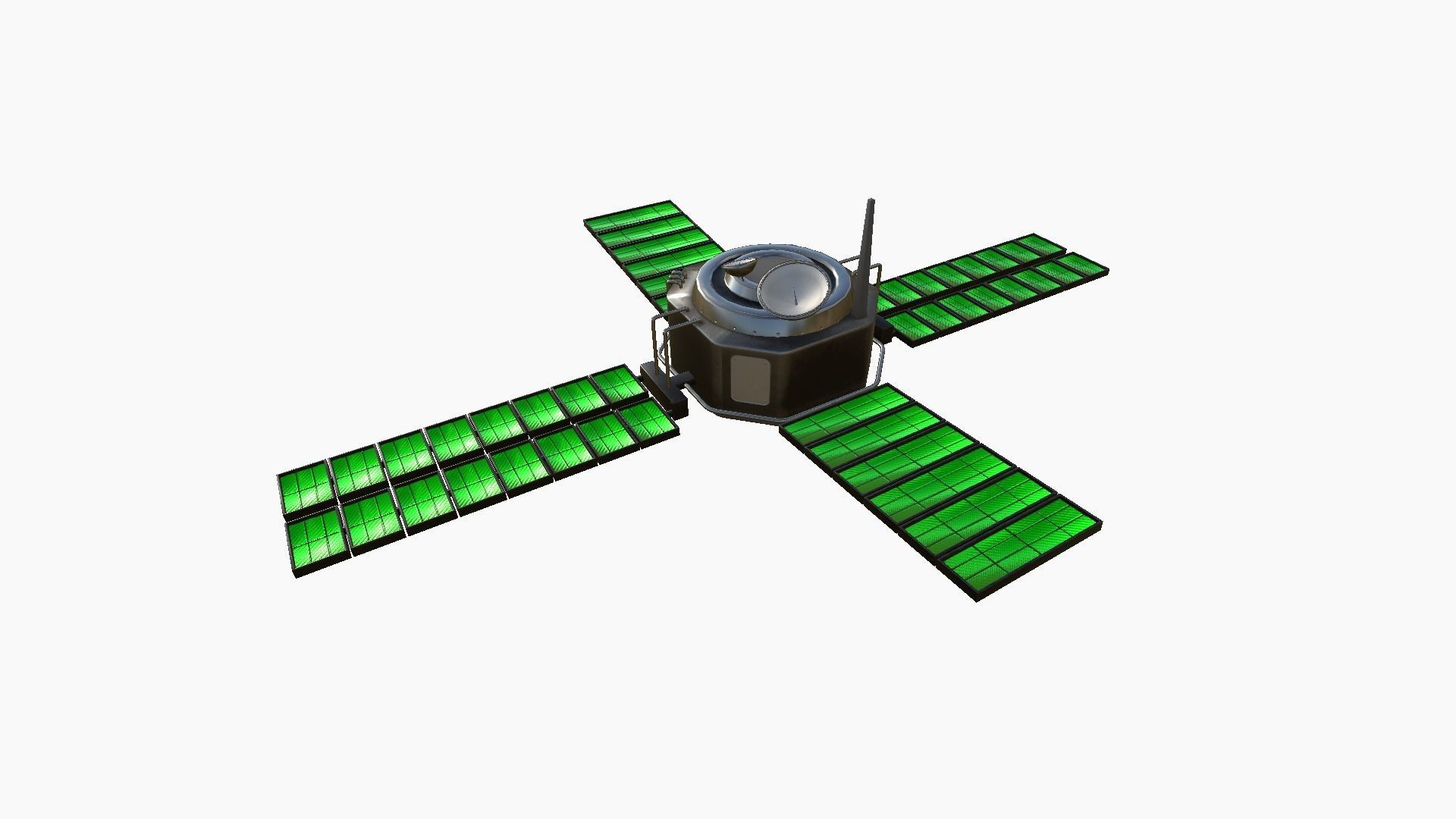 Satellite H01 Steel Green - SciFi Space Design Low-poly 3D model_2