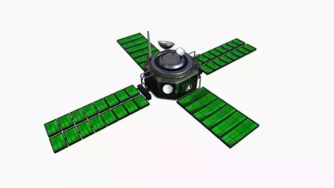 Satellite H01 Steel Green - SciFi Space Design Low-poly 3D model