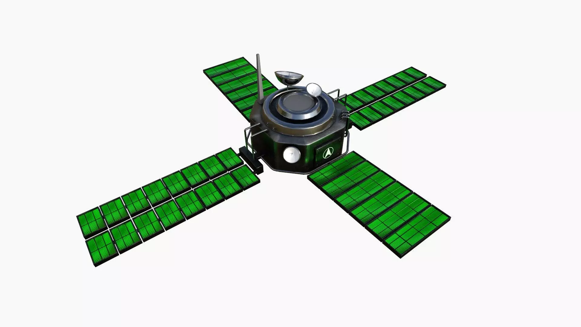 Satellite H01 Steel Green - SciFi Space Design Low-poly 3D model_0
