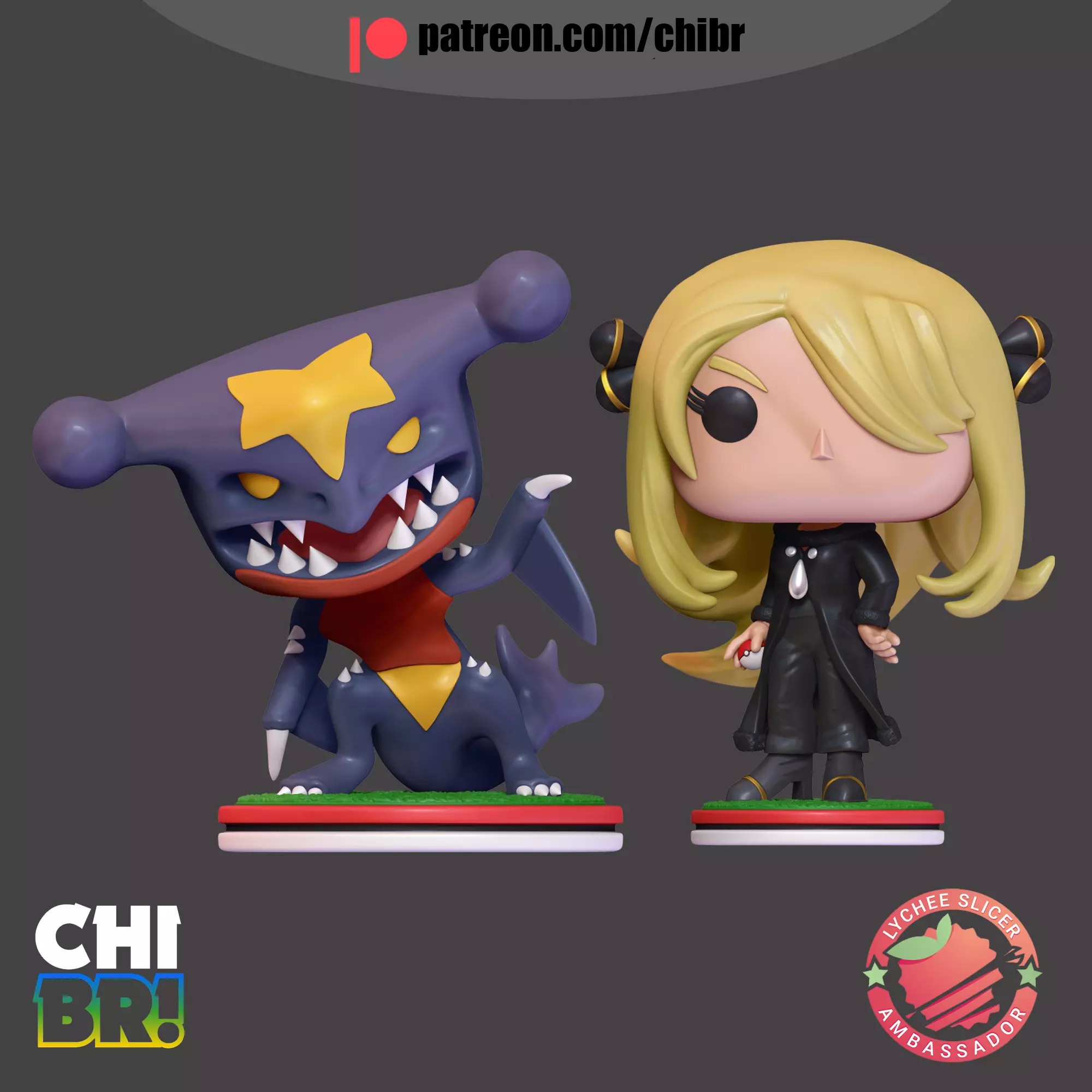 CYNTHIA and GARCHOMP - POKEMON - FUNKO 3D print model_0