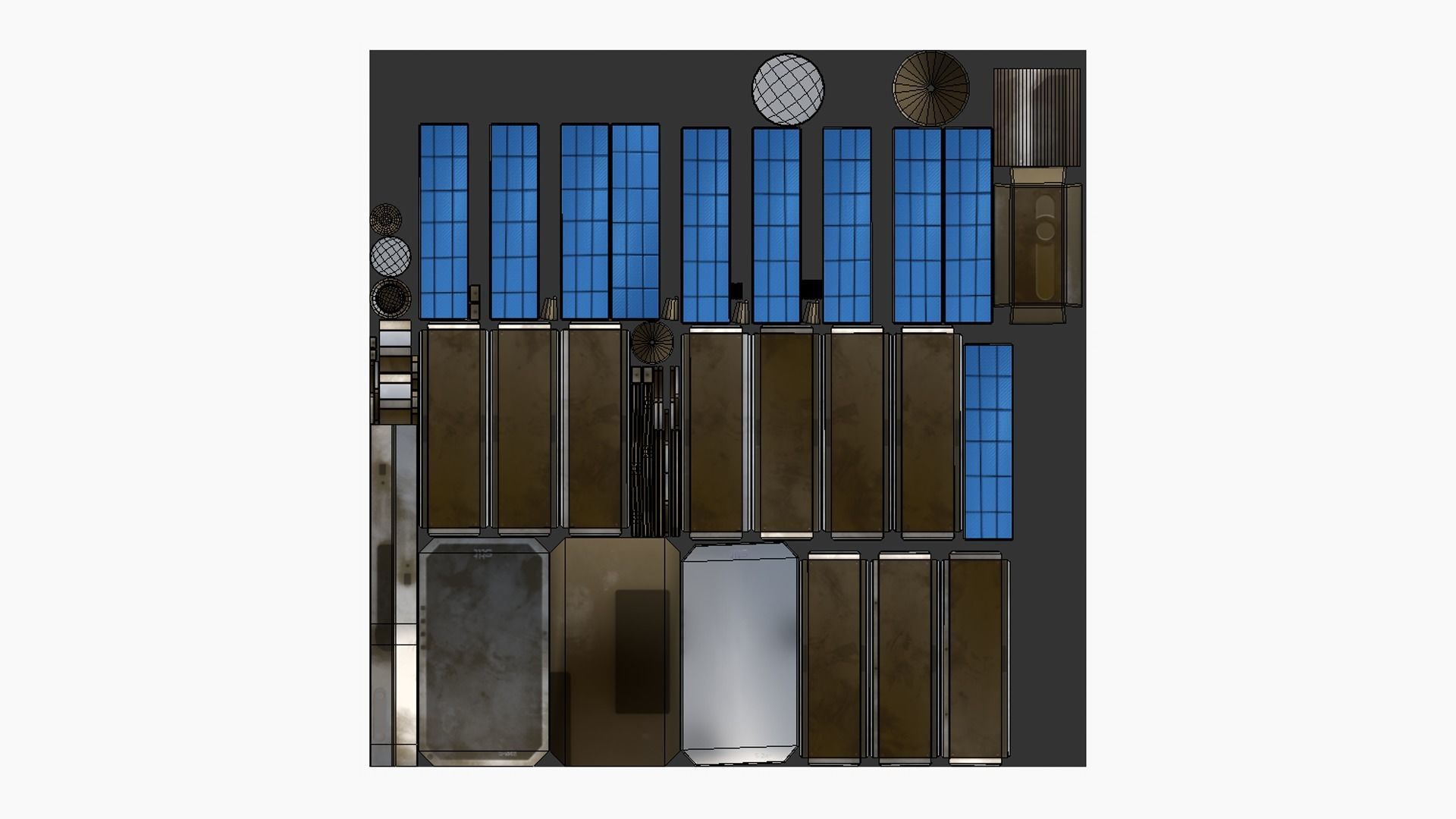 Satellite I07 Dirty Blue - SciFi Space Design Low-poly 3D model_5