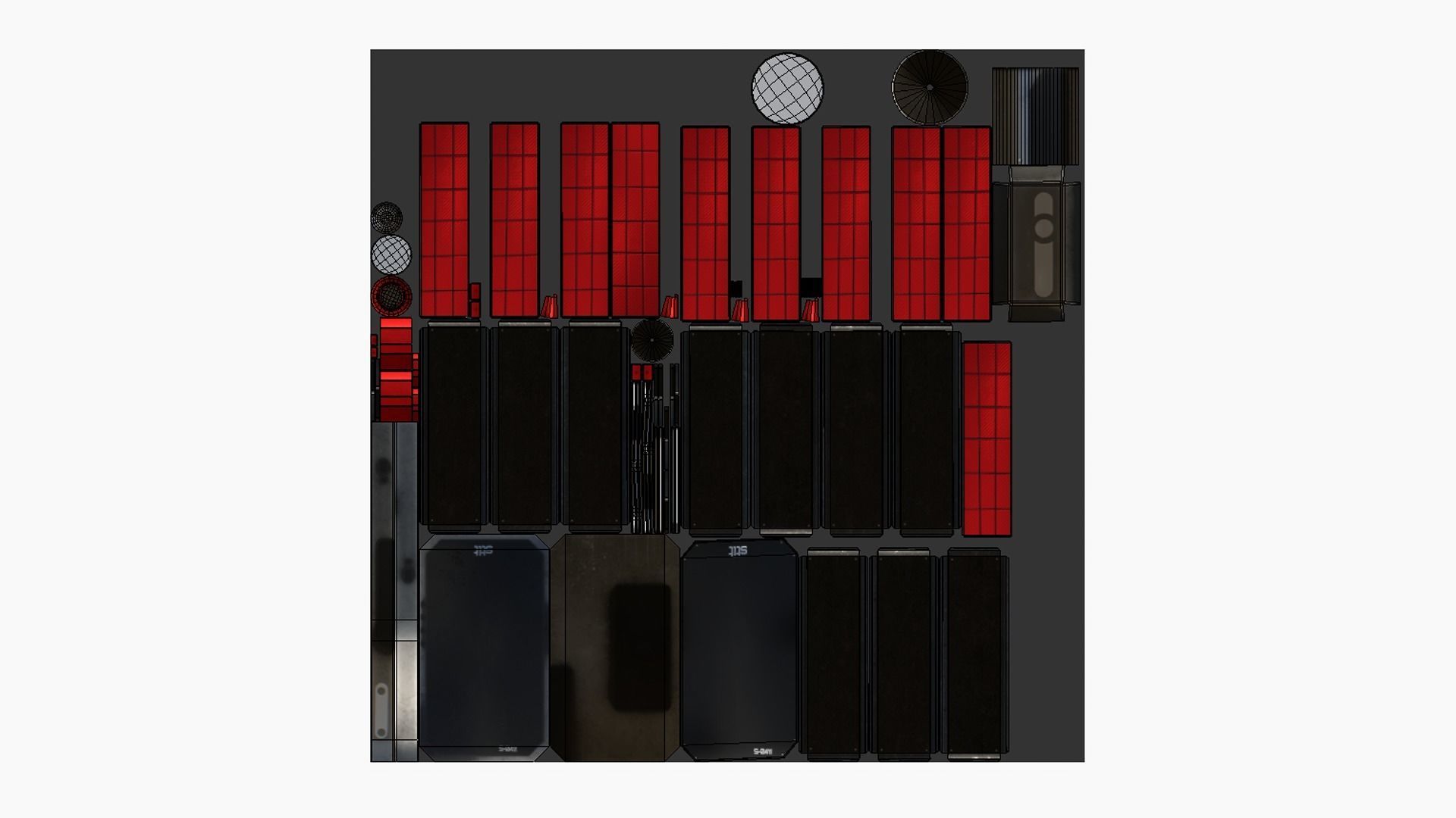 Satellite I04 Steel Red - SciFi Space Design Low-poly 3D model_5