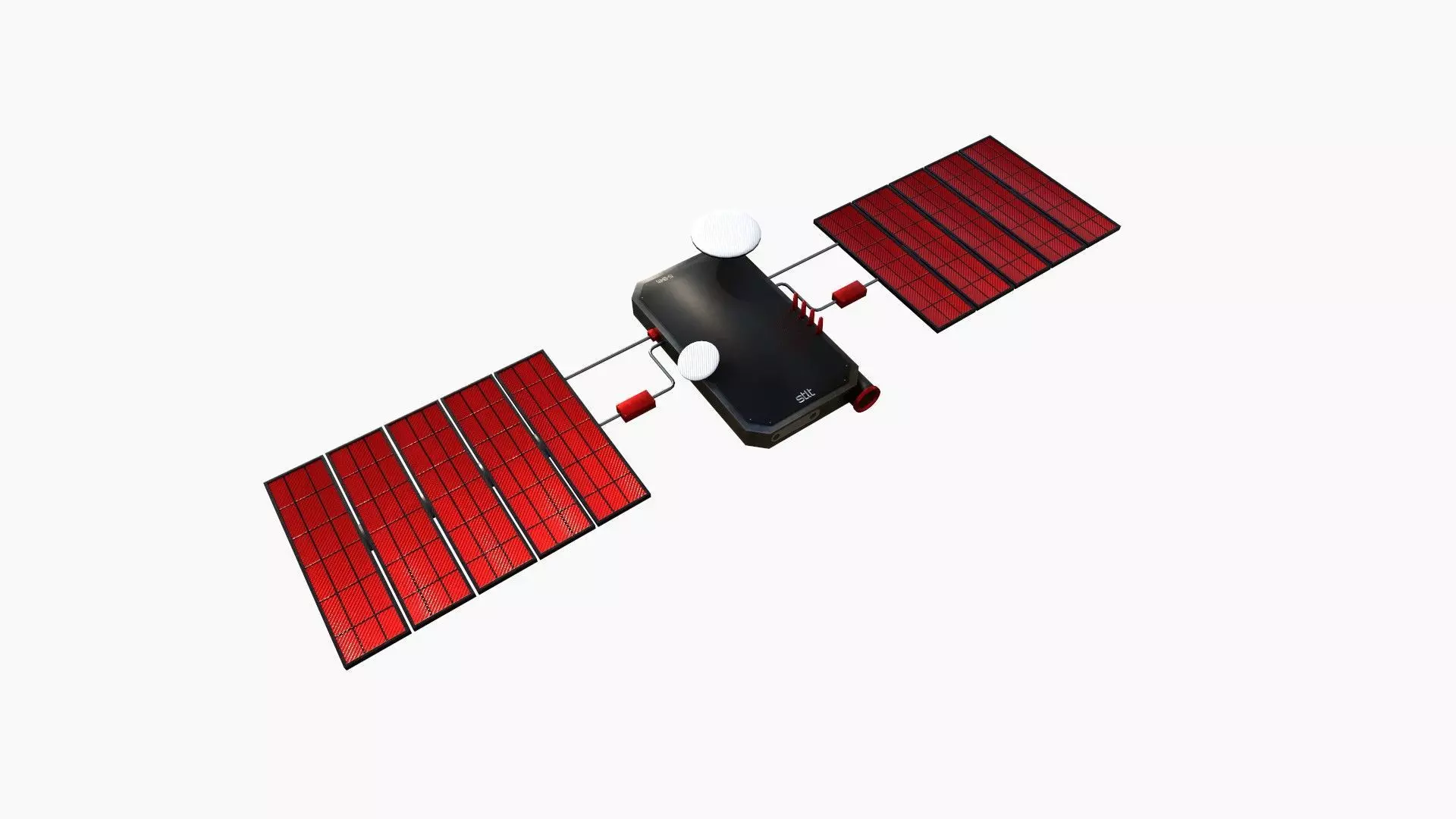 Satellite I04 Steel Red - SciFi Space Design Low-poly 3D model_0