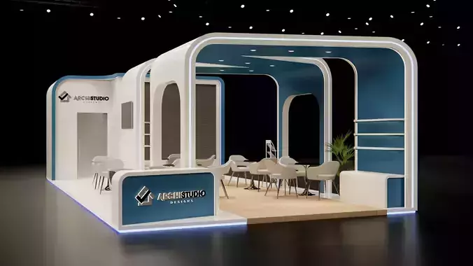 Exhibition booth design 3D model 12m x 6m