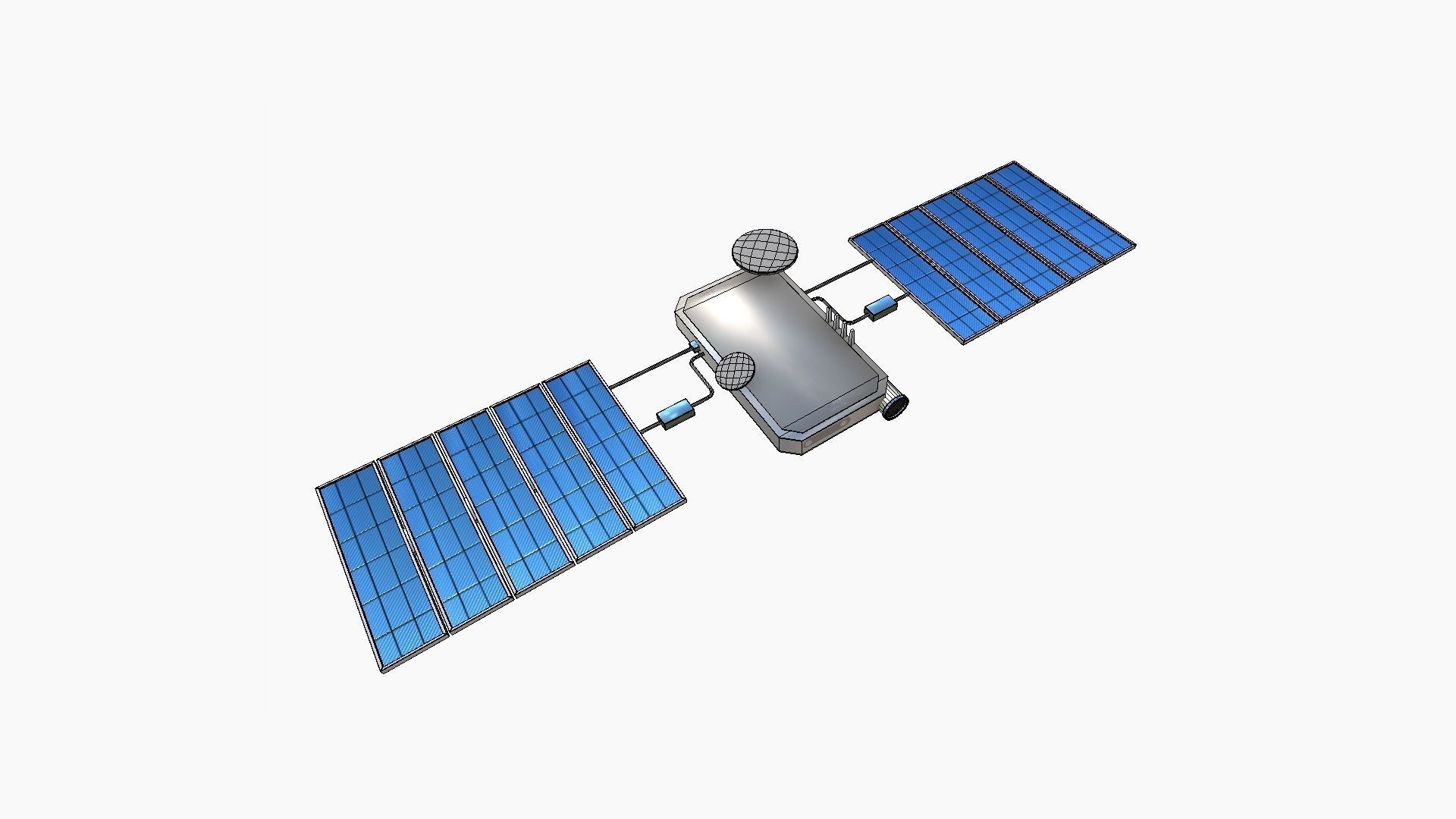 Satellite I03 White Blue - SciFi Space Design Low-poly 3D model_6