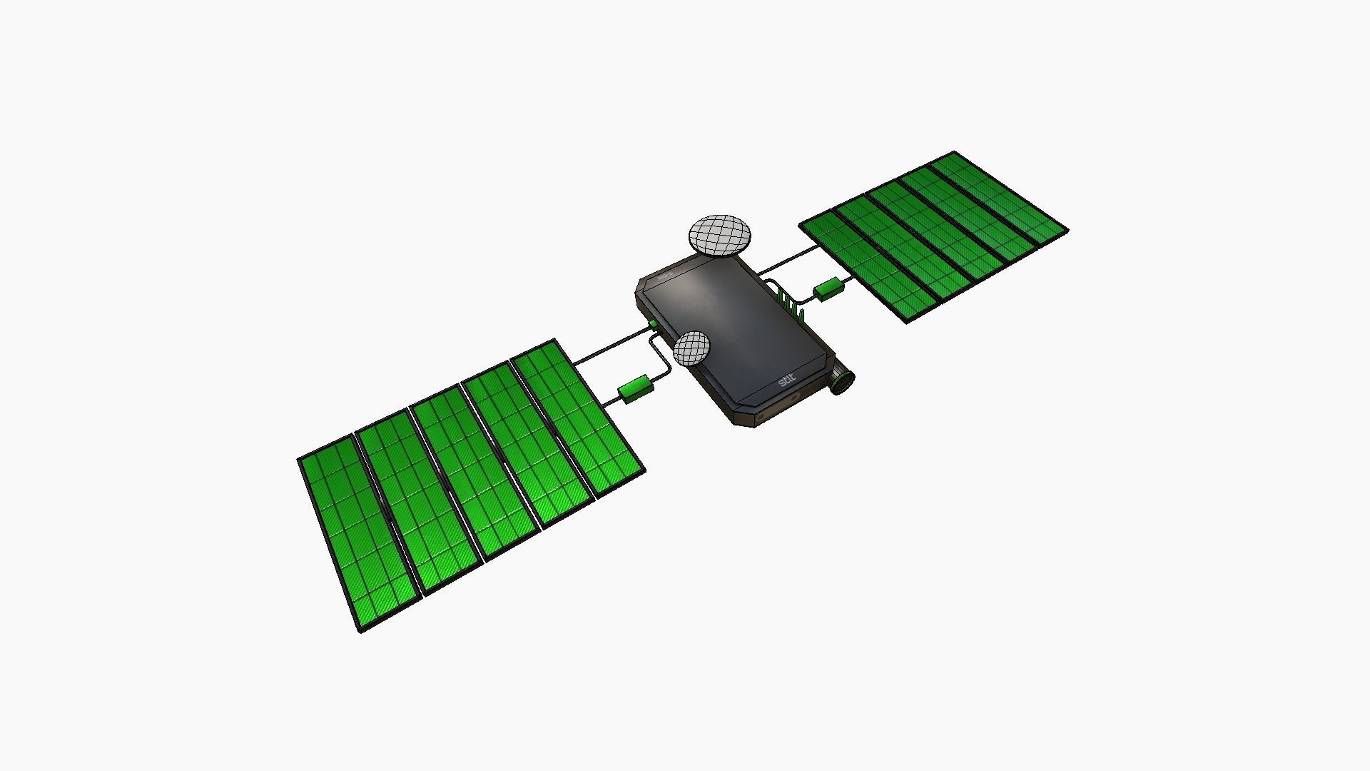 Satellite I01 Steel Green - SciFi Space Design Low-poly 3D model_6