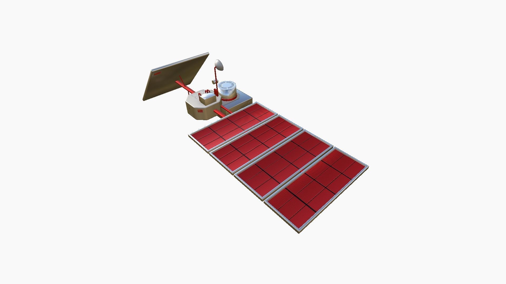 Satellite J10 China - SciFi Space Design Low-poly 3D model_3