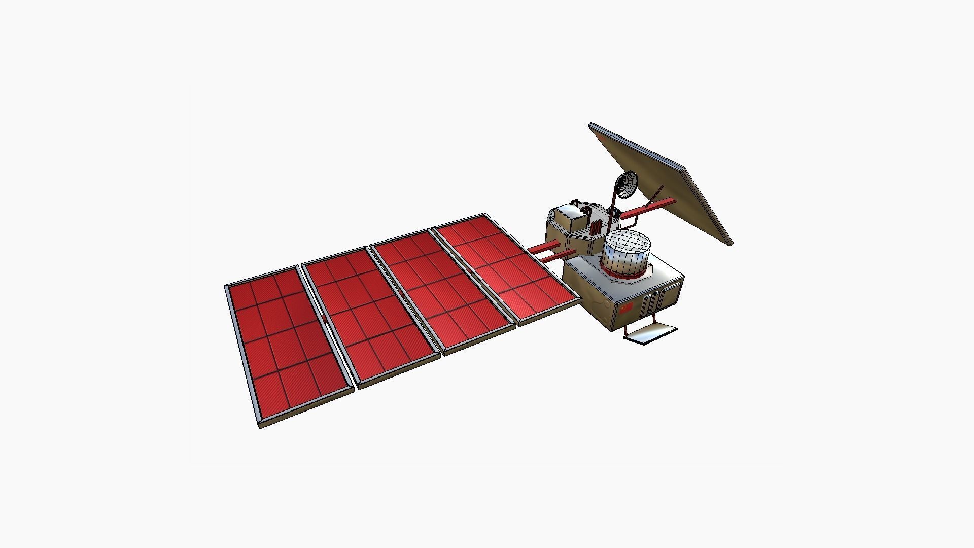 Satellite J10 China - SciFi Space Design Low-poly 3D model_6