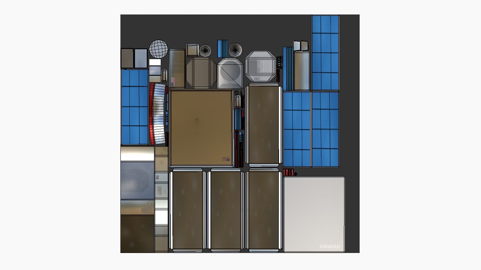 Satellite J09 USA - SciFi Space Design Low-poly 3D model_5