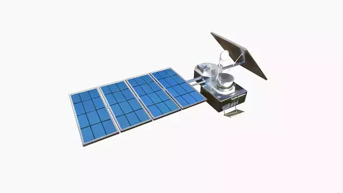 Satellite J08 Aluminum - SciFi Space Design Low-poly 3D model