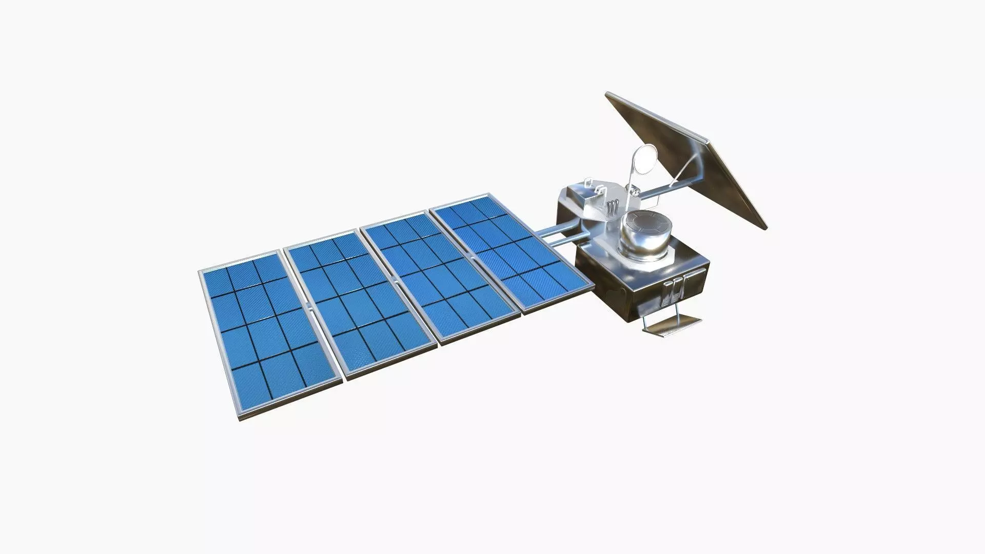 Satellite J08 Aluminum - SciFi Space Design Low-poly 3D model_0