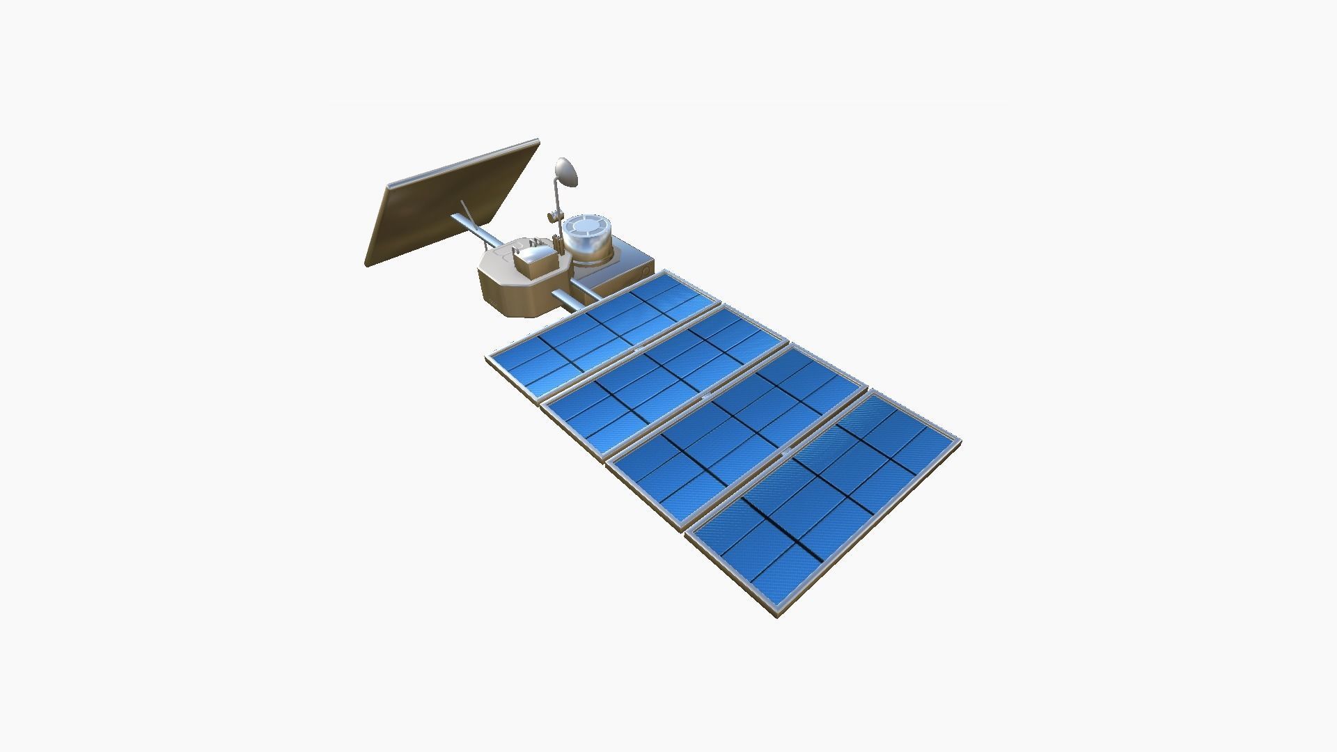 Satellite J08 Aluminum - SciFi Space Design Low-poly 3D model_3