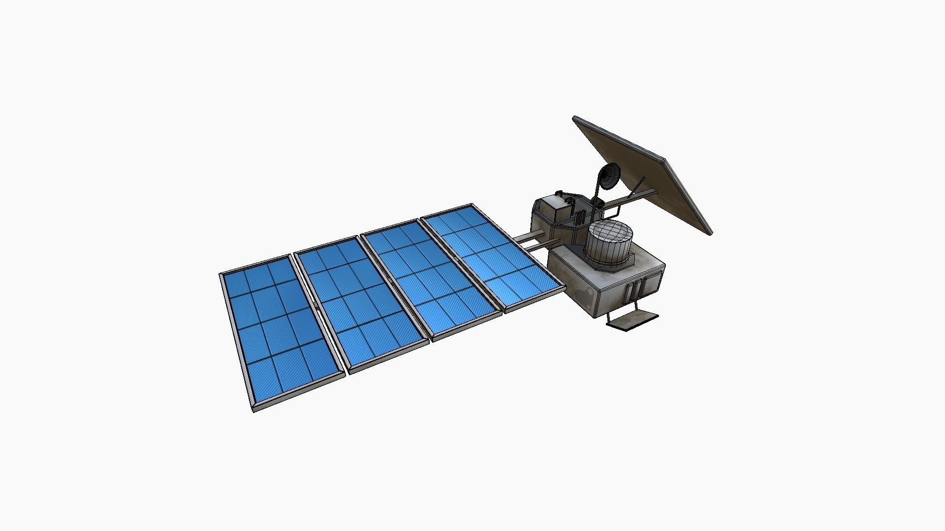 Satellite J07 Dirty Blue - SciFi Space Design Low-poly 3D model_6