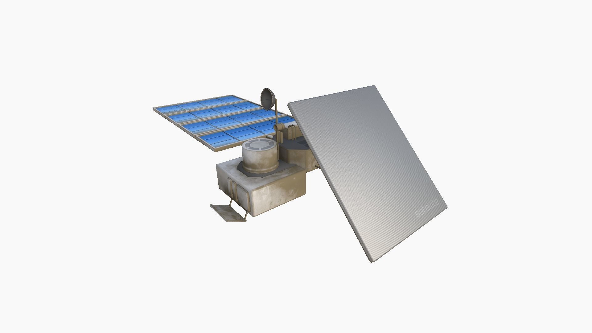 Satellite J07 Dirty Blue - SciFi Space Design Low-poly 3D model_2