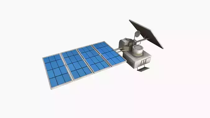 Satellite J07 Dirty Blue - SciFi Space Design Low-poly 3D model